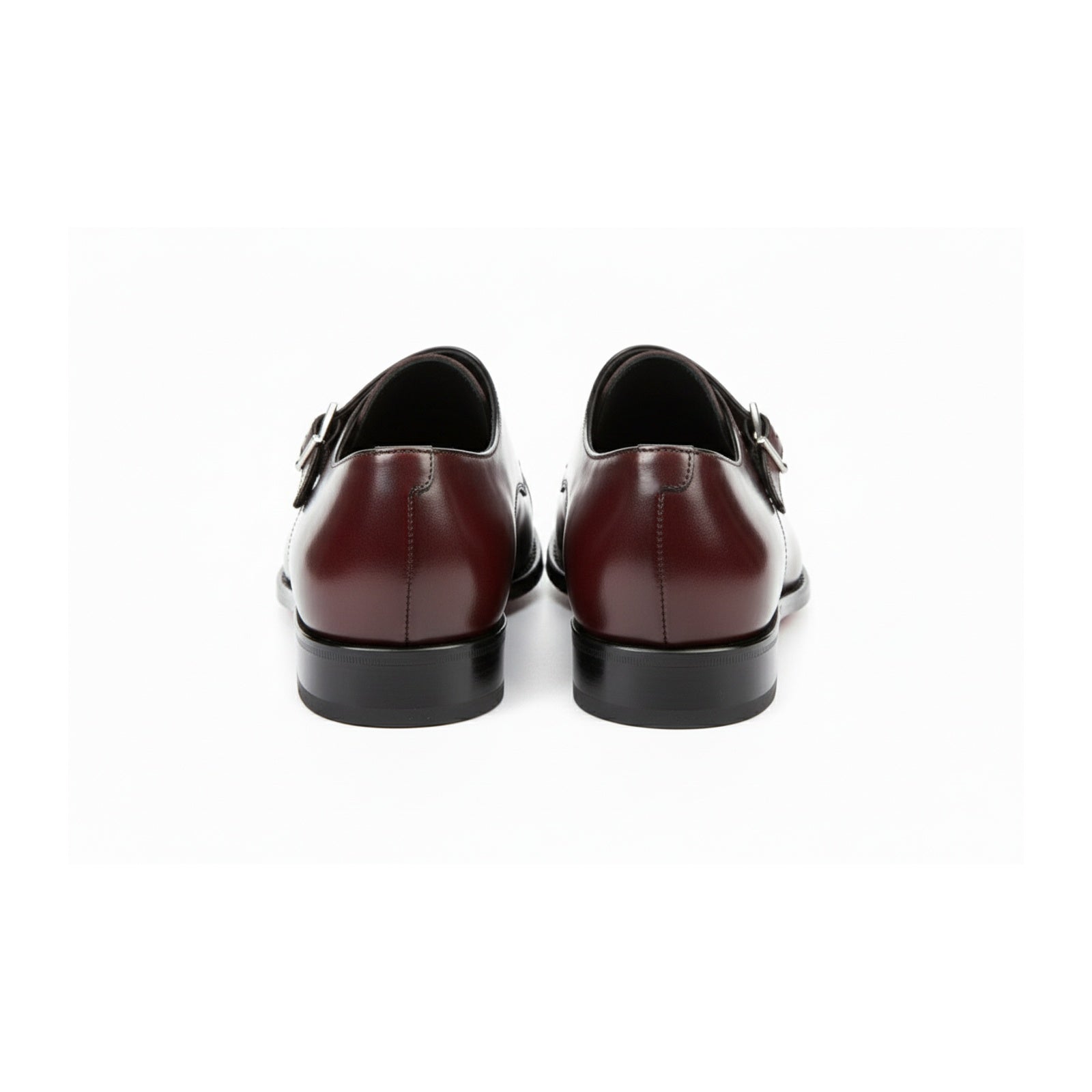 back-view - Men's Maroon Monk Strap Leather Shoes