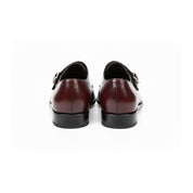 back-view - Men's Maroon Monk Strap Leather Shoes