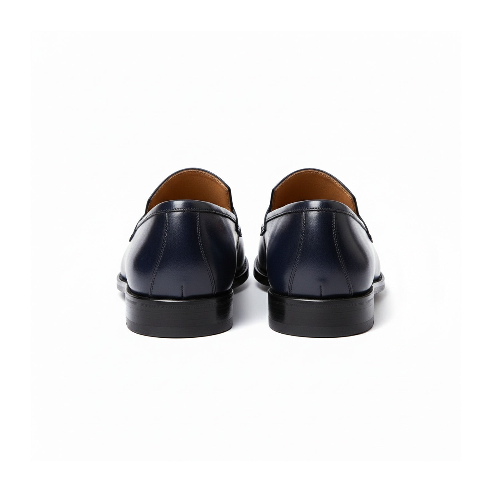 back-view - Men's Navy Blue Leather Moccasins