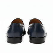 Men's Navy Blue Tassel Moccasins Leather Dress Shoes - back-view