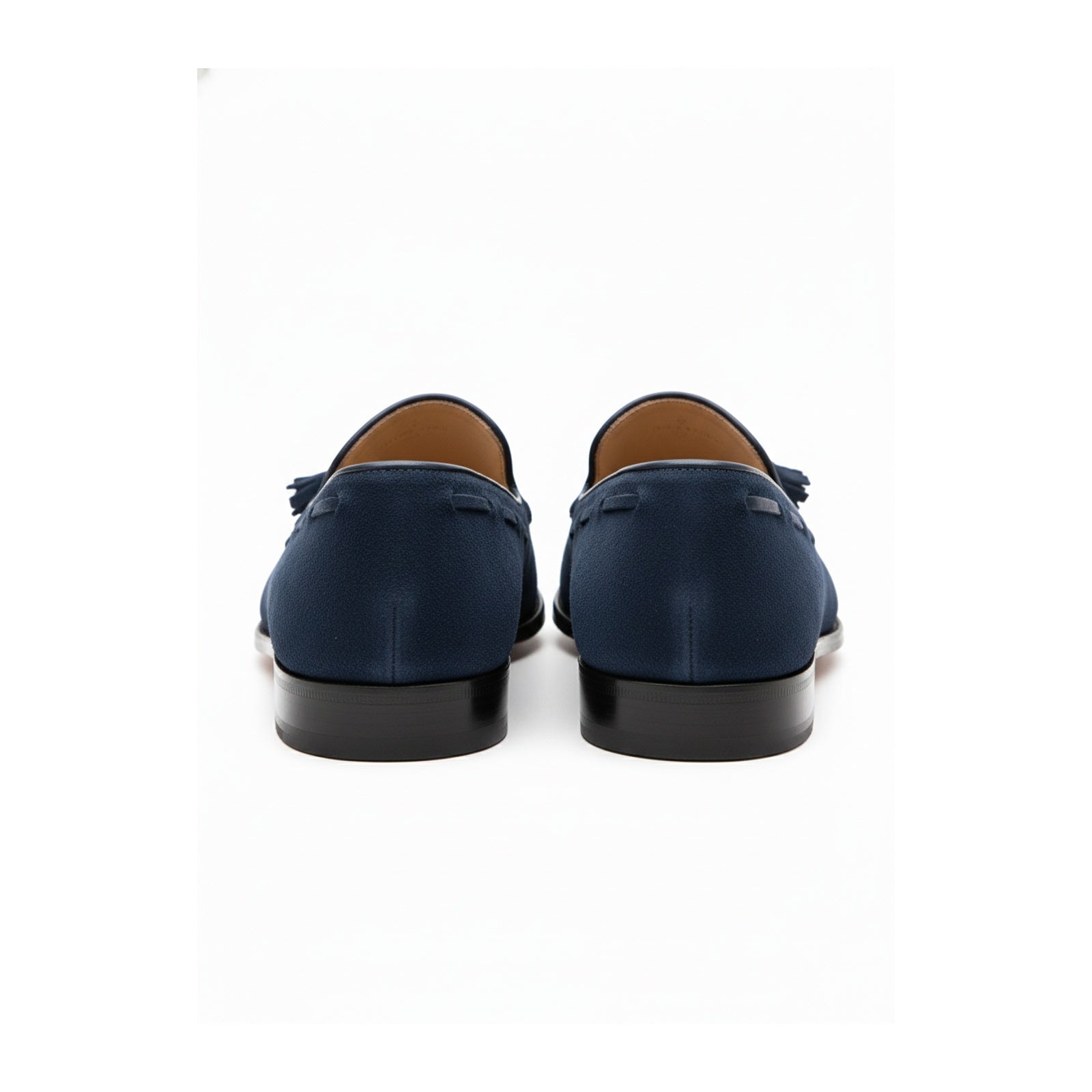 back-view - Men's Navy Suede Tassel Loafers