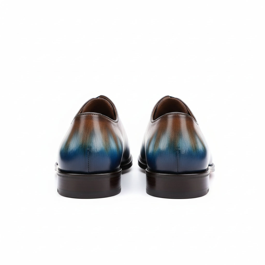 Men's Oxford Patina Leather Dress Shoes - back-view