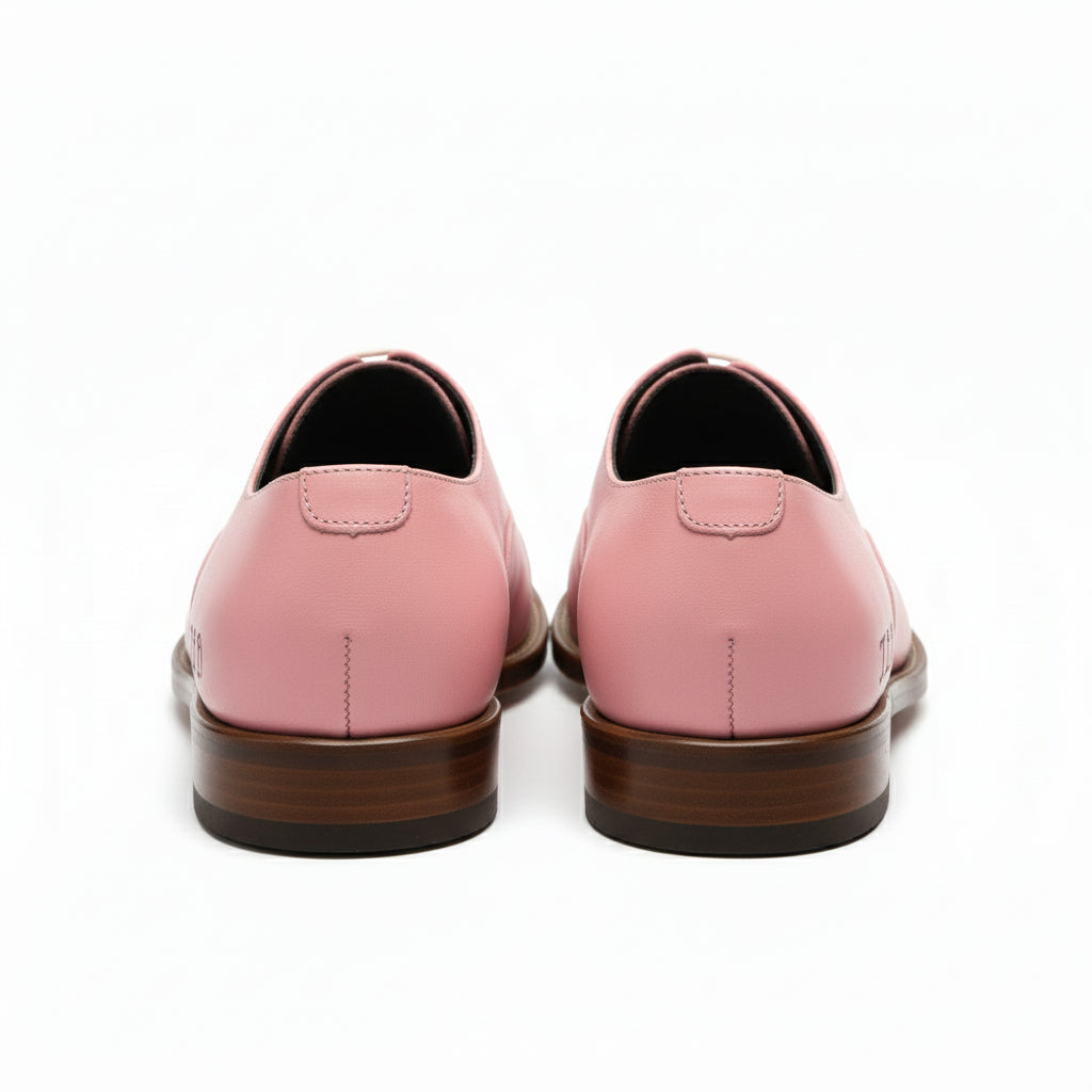 back-view - Men's Pink Leather Oxford Shoes