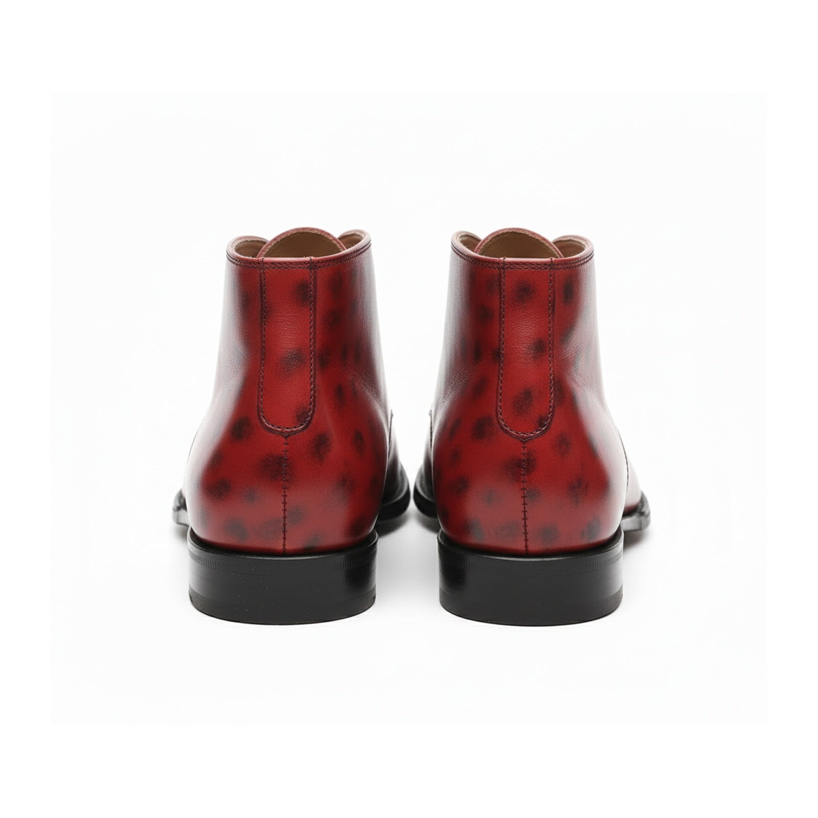 Men's Red Leather Chukka Boots, Casual Ankle Boots - back-view