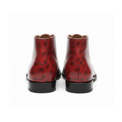 Men's Red Leather Chukka Boots, Casual Ankle Boots - back-view