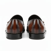 back-view - Men's Shaded Tan Leather Tassel Loafers
