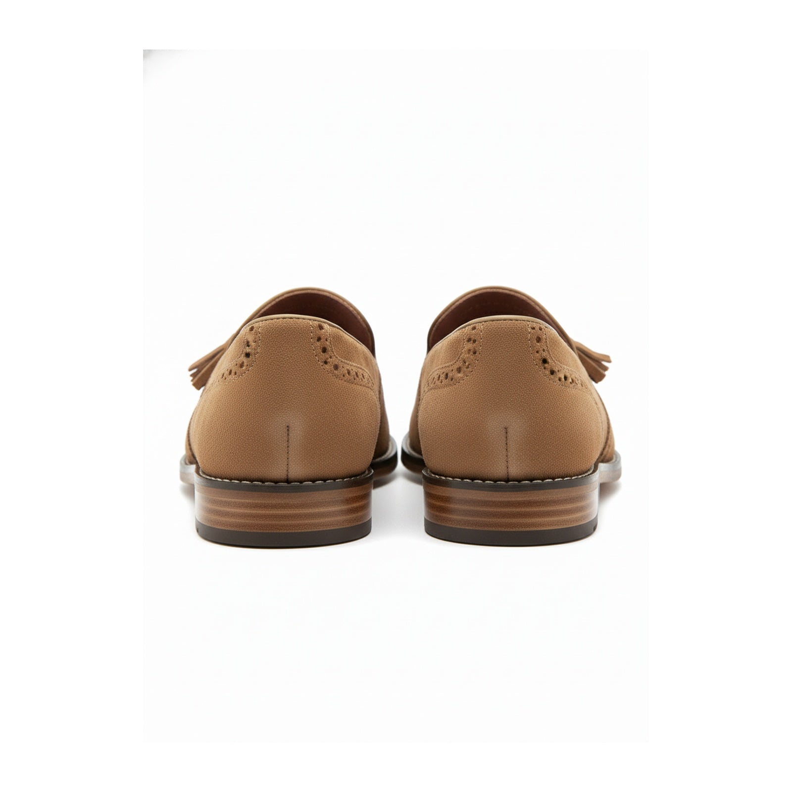 back-view - Men's Suede Cow Leather Brogue Slip-on Shoes