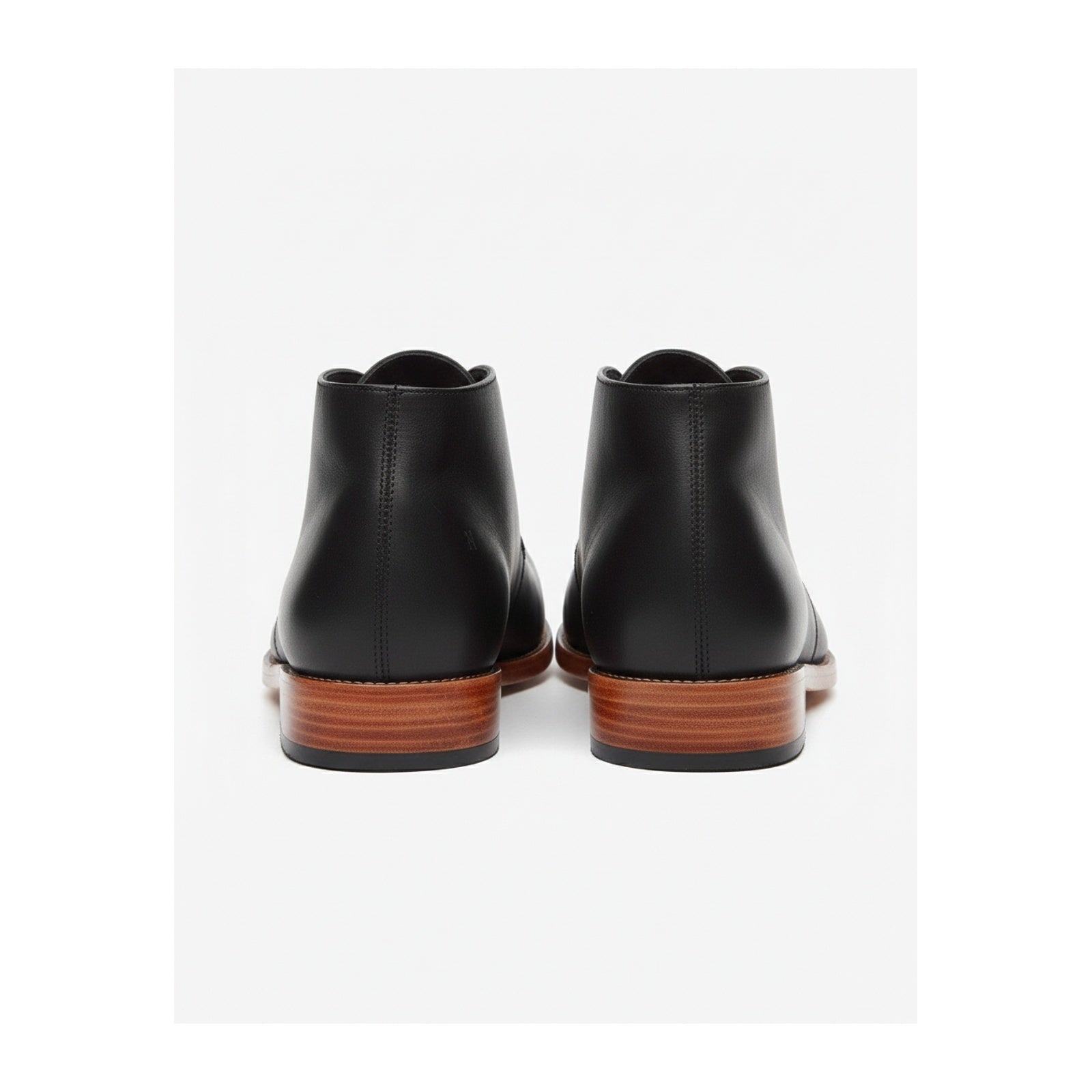 Men's Tan Black Leather Chukka Boots - back-view