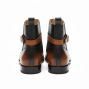 Men's Tan Black Leather Jodhpurs, Office Ankle Boots - back-view