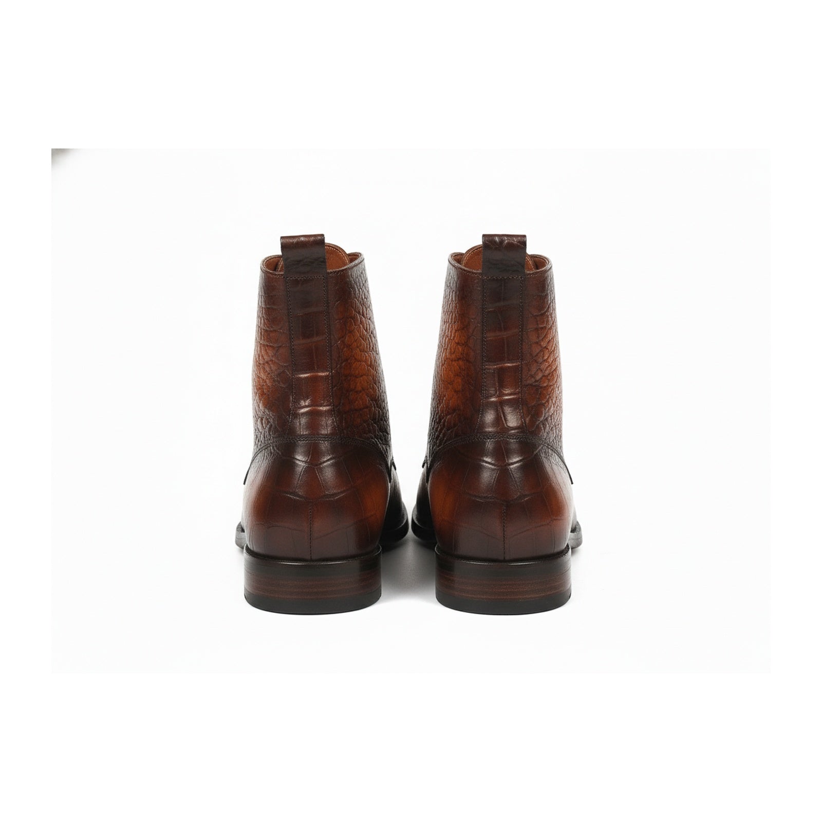 back-view - Men's Tan Brown Leather Ankle Boots