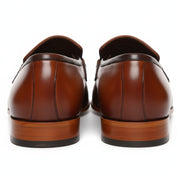 back-view - Men's Tan Brown Leather Moccasins Loafers with Tassel Accent
