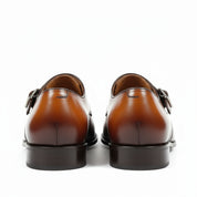 back-view - Men's Tan Brown Leather Monk Oxfords