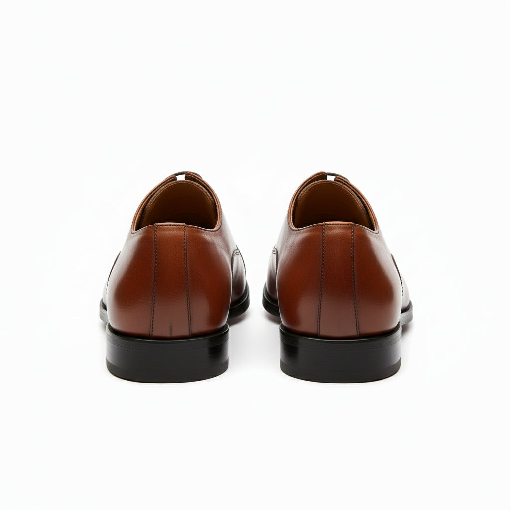 back-view - Men's Tan Brown Leather Oxford Dress Shoes