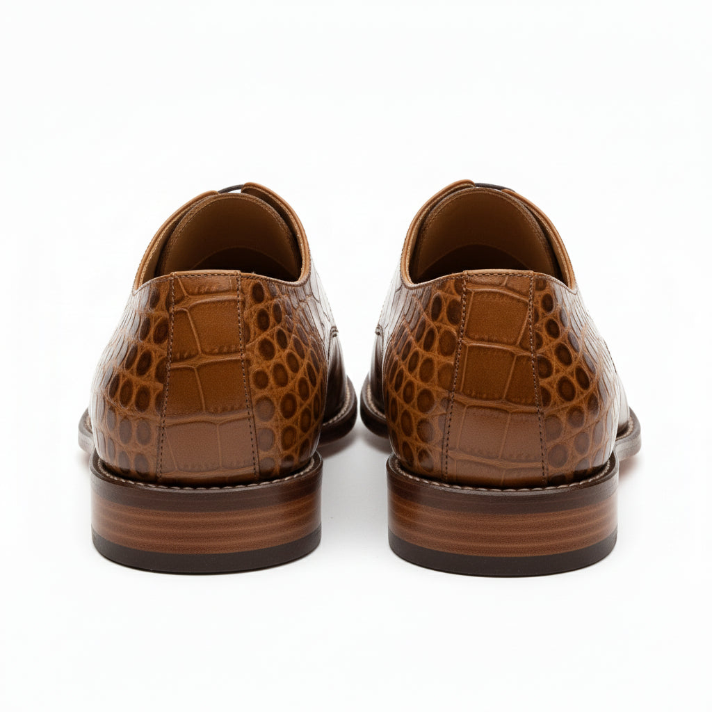 back-view - Men's Tan Brown Leather Oxford Dress Shoes