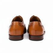Men's Tan Leather Brogue Dress Shoes - back-view