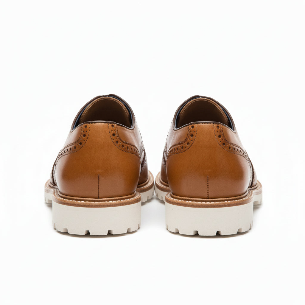 back-view - Men's Tan Leather Brogue Shoes