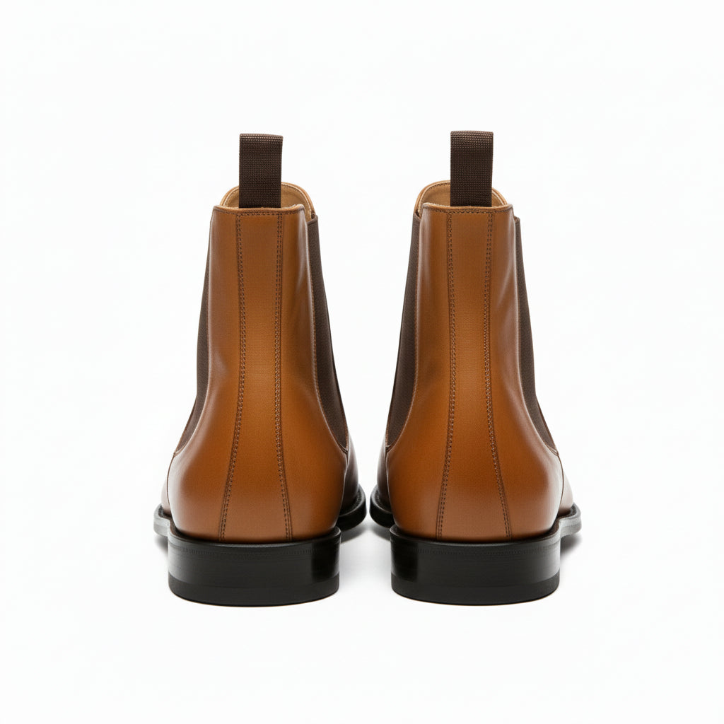 back-view - Men's Tan Leather Chelsea Boots