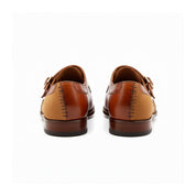 back-view - Men's Tan Leather Double Buckle Oxfords