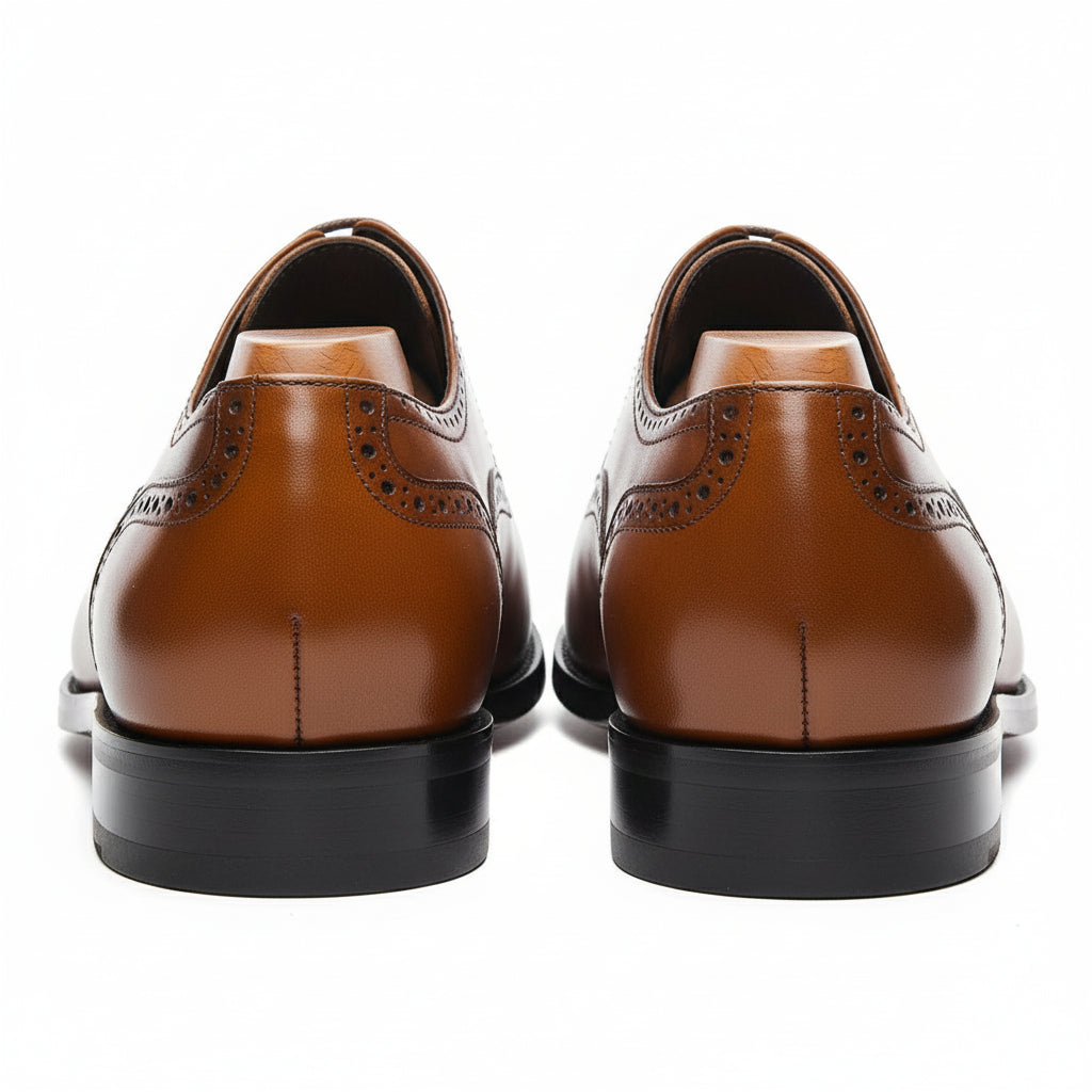 Men's Tan Leather Formal Dress Shoes - back-view