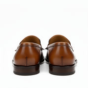 Men's Tan Leather Fringe Buckle Moccasins - back-view