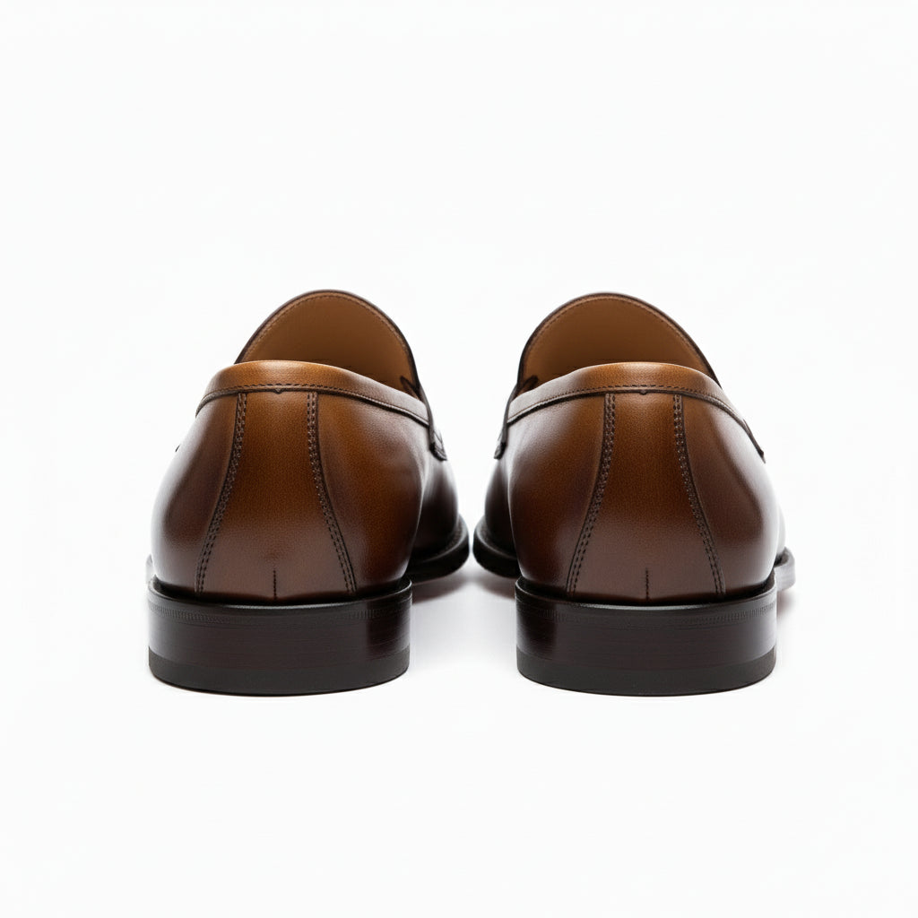 Men's Tan Leather Moccasins - back-view