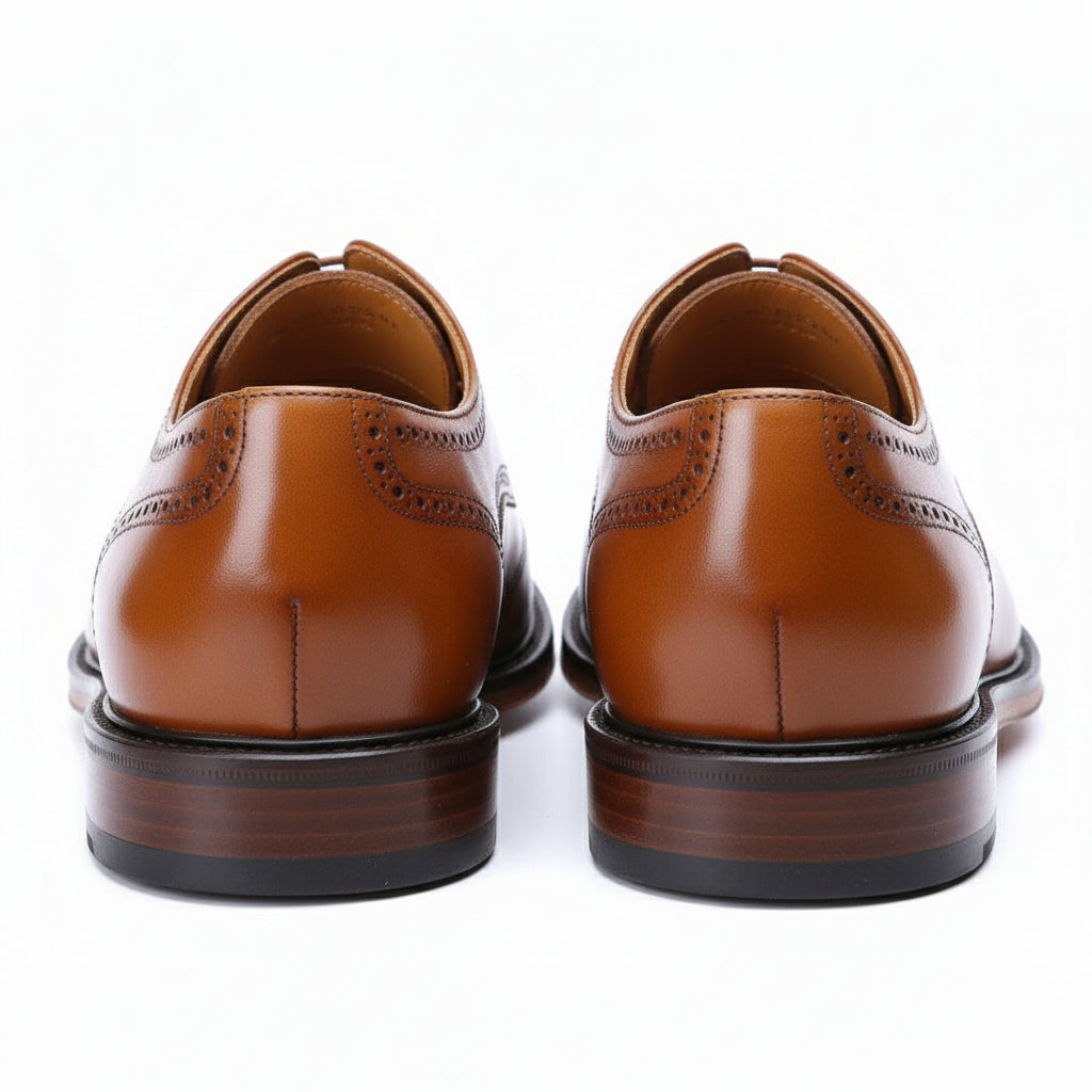 back-view - Men's Tan Leather Oxford Dress Shoes