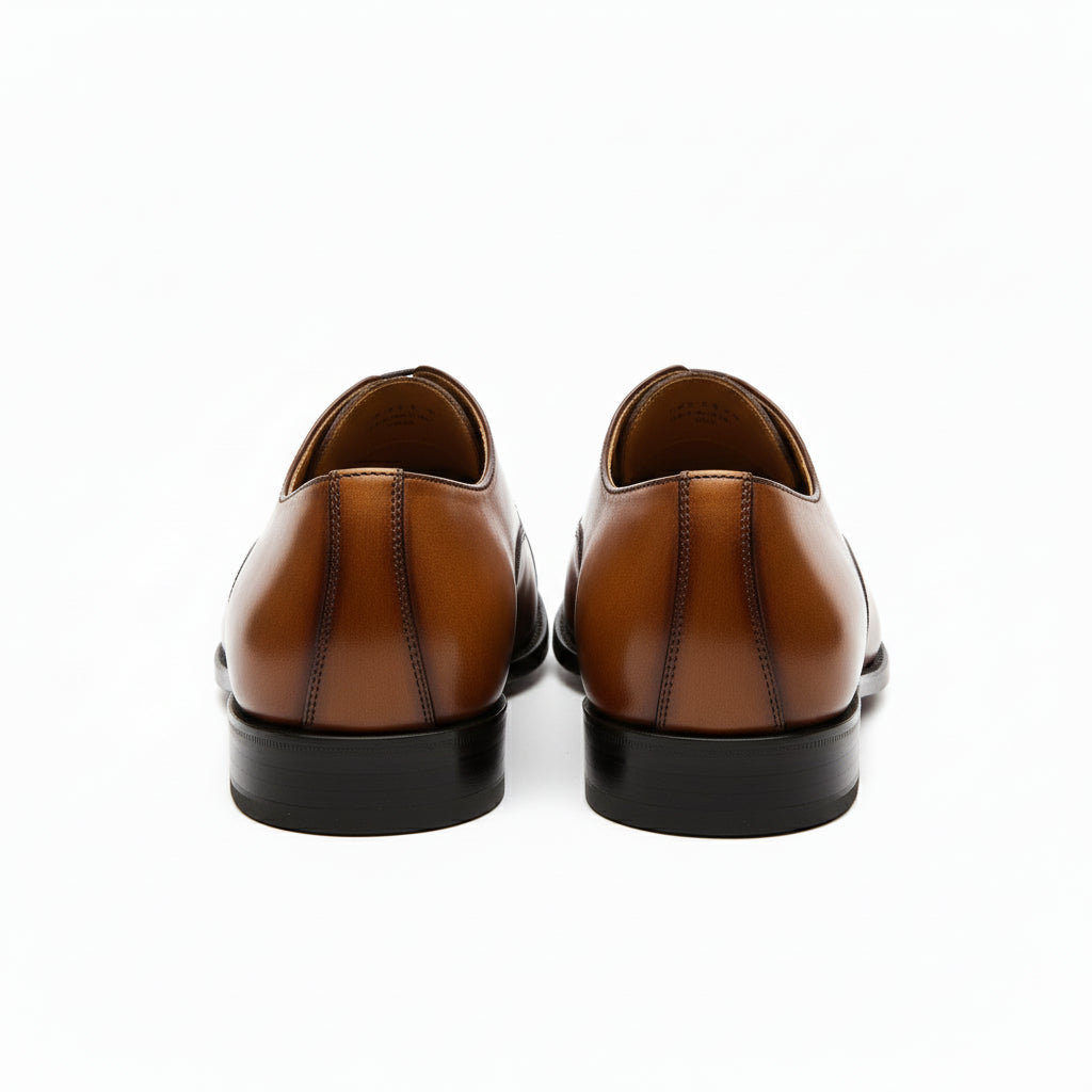 back-view - Men's Tan Leather Wingtip Brogue Dress Shoes