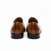 back-view - Men's Tan Leather Wingtip Brogue Dress Shoes