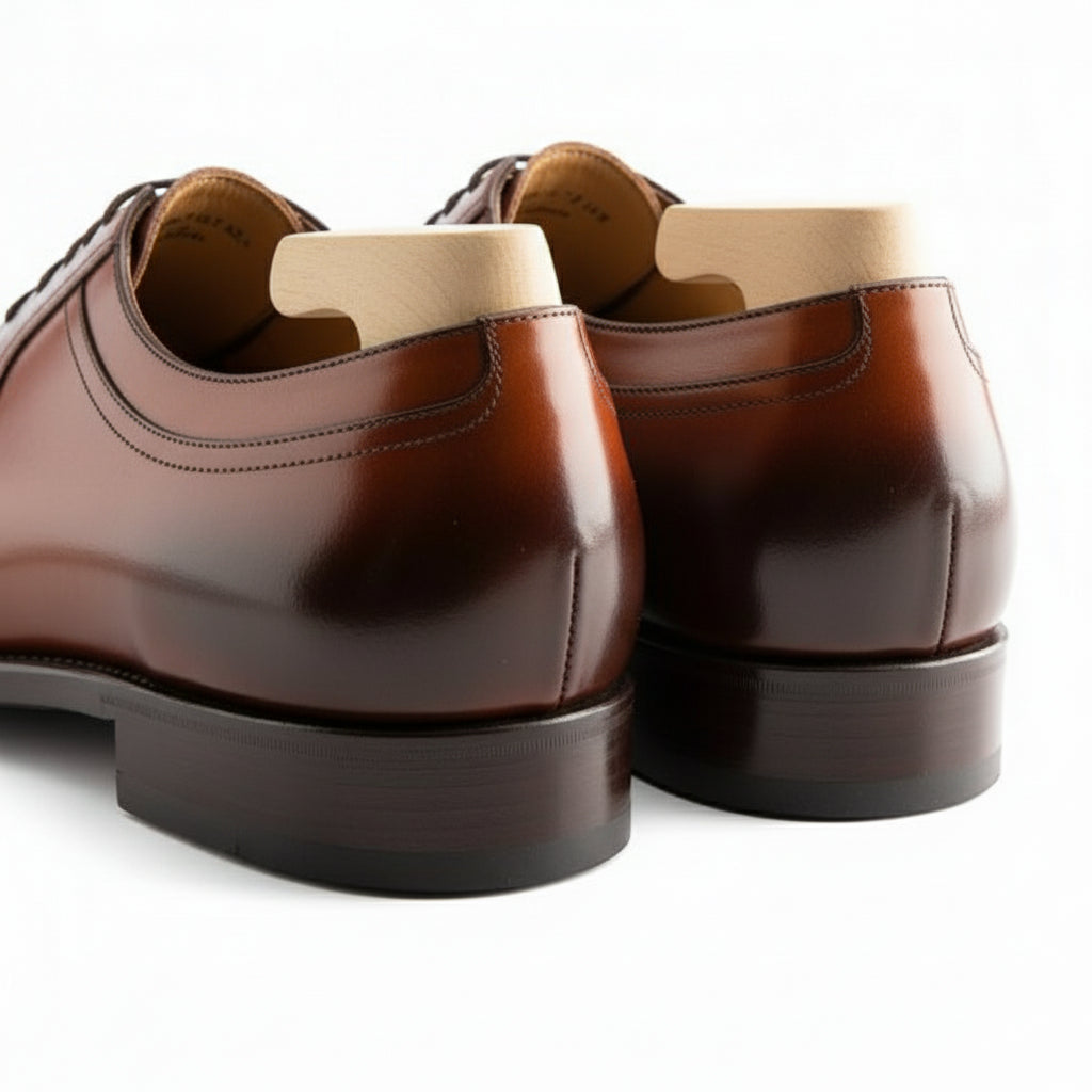 back-view - Men's Tan Leather Wingtip Dress Shoes