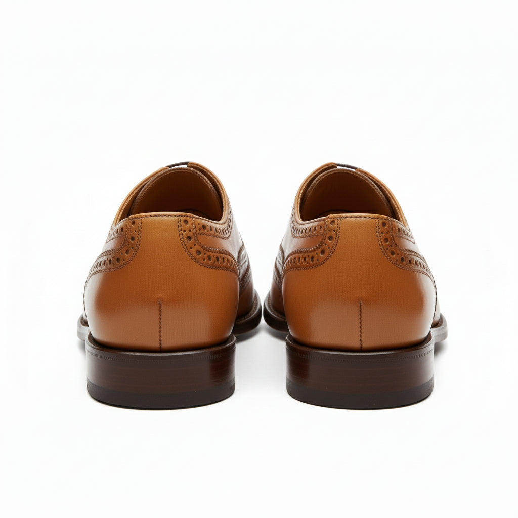 back-view - Men's Tan Leather Wingtip Dress Shoes