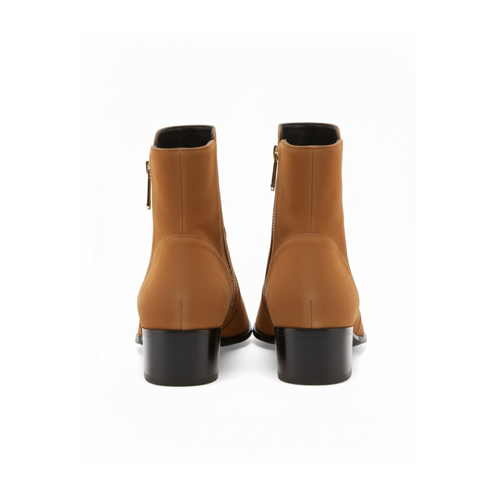 Men's Tan Suede Side-Zip Ankle Boots - back-view