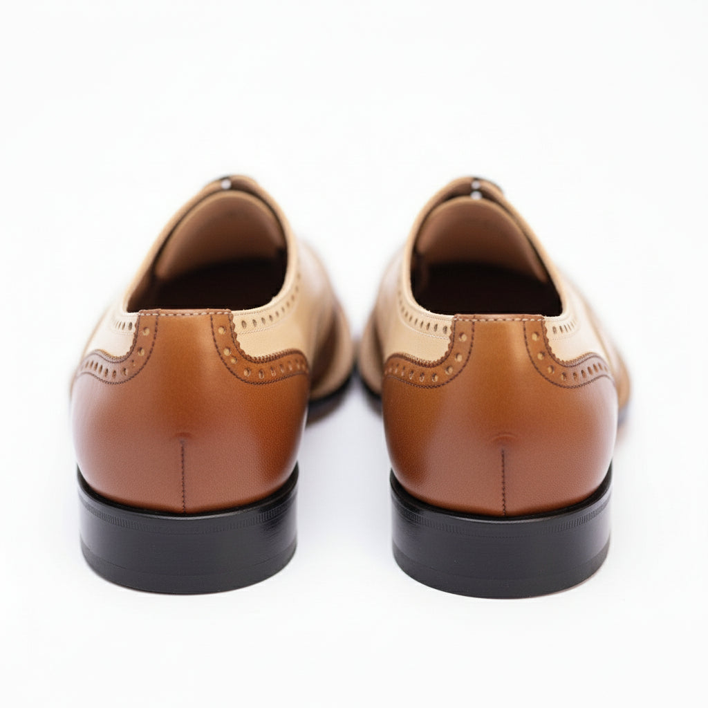 back-view - Men's Two Tone Calf Leather Wingtip Brogue Dress Shoes