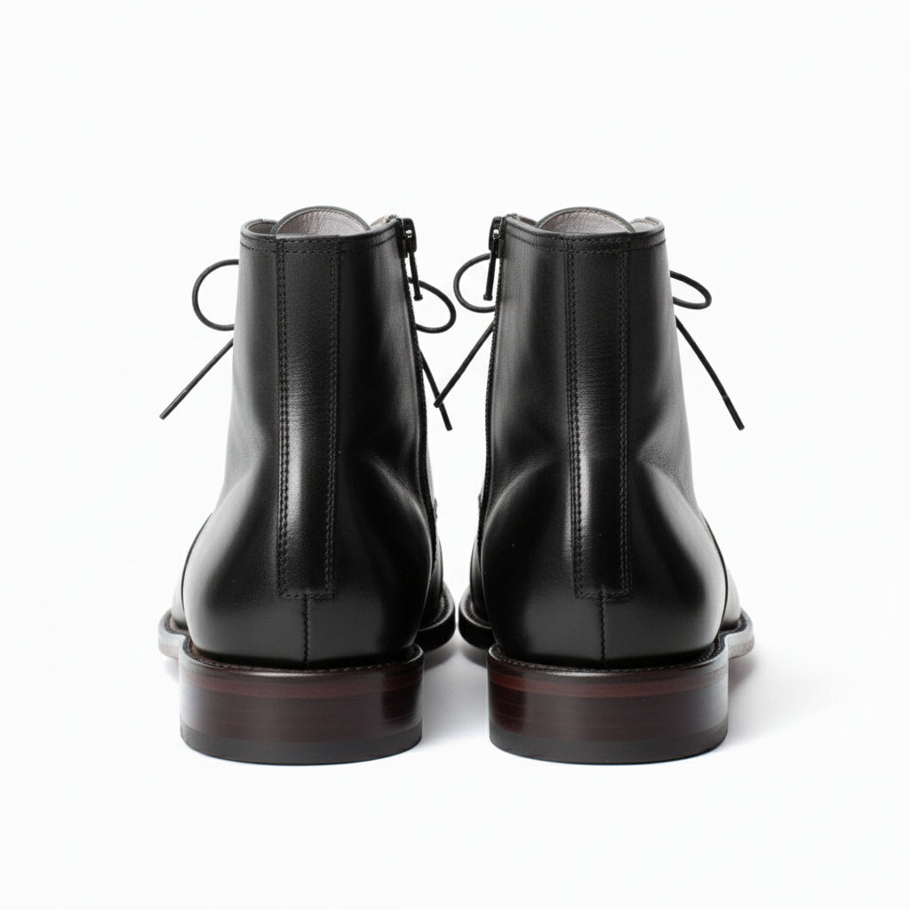 Men's Two Tone Cap Toe Leather Ankle Boots - back-view