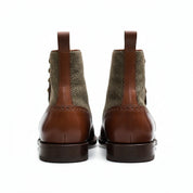 Men's Two-Tone Cap Toe Leather Boots - back-view