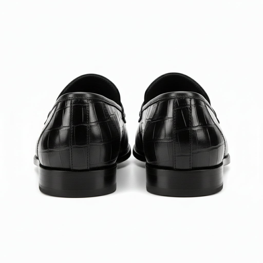 Men's Two-tone Crocodile Leather Moccasins Loafers - back-view