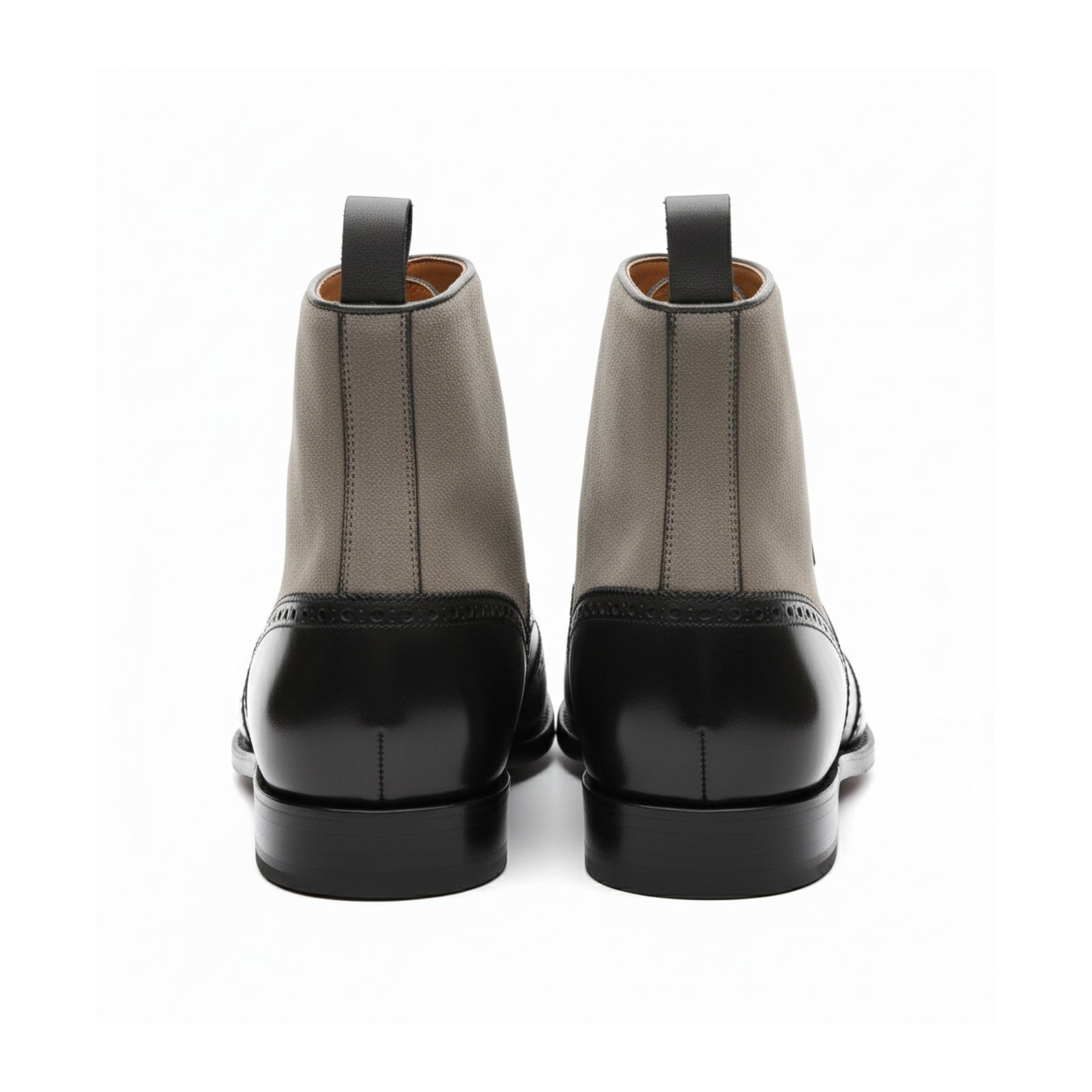 Men's Two-Tone Leather Button Boots - back-view