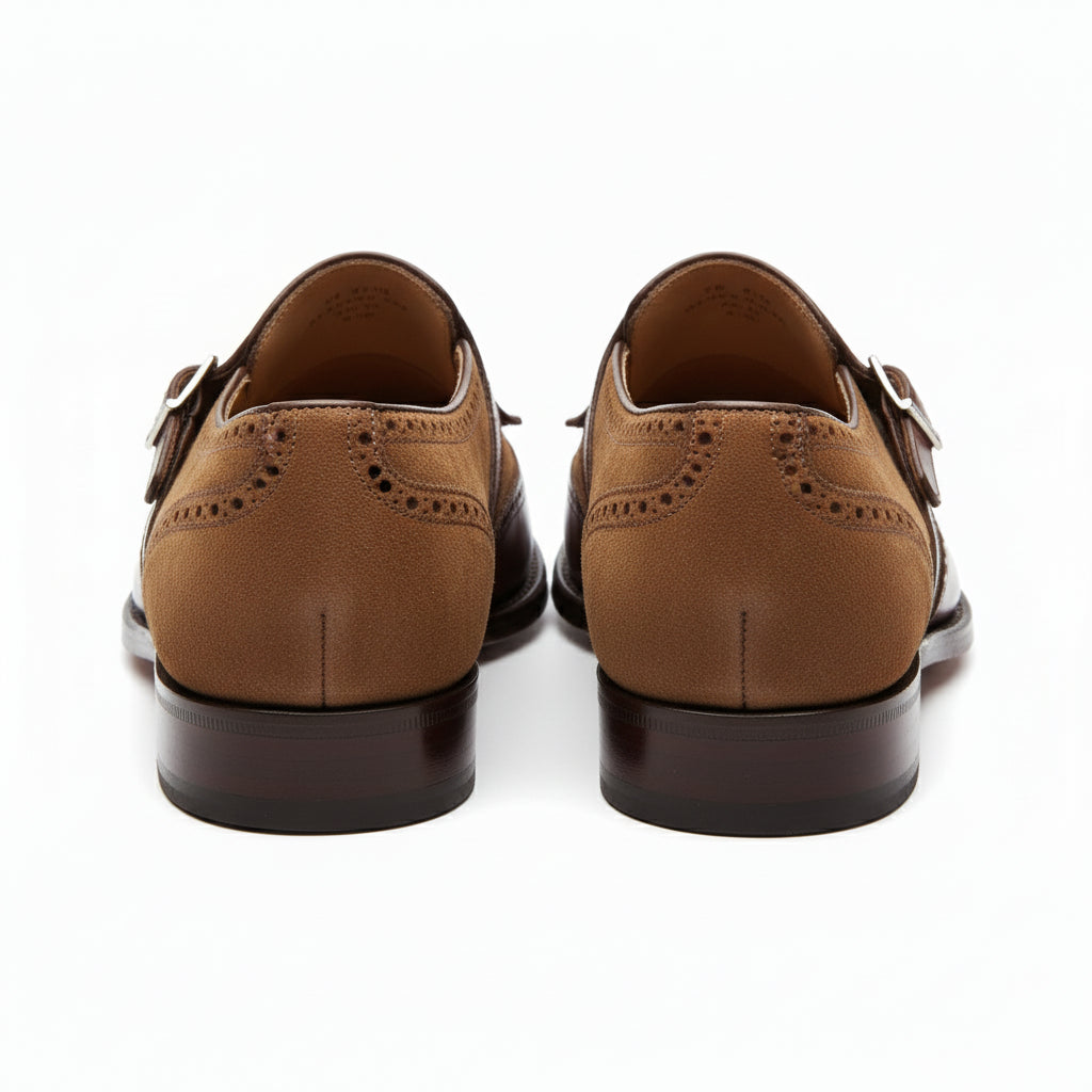 back-view - Men's Two Tone Leather Fringe Wingtip Dress Shoes