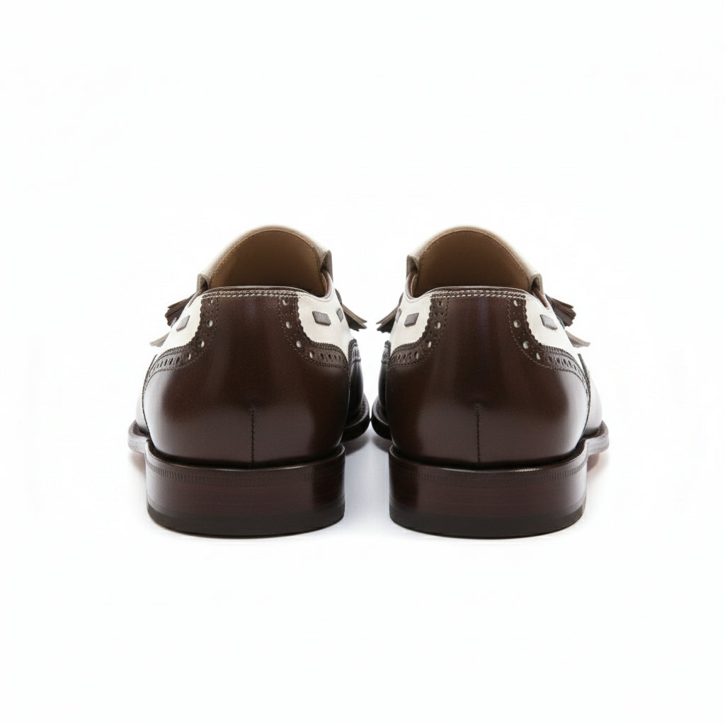 back-view - Men's Two Tone Leather Tassel Moccasins