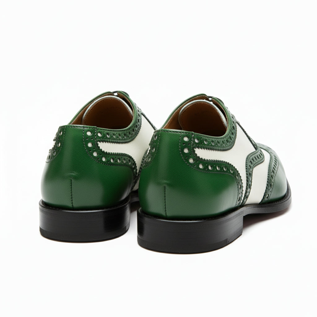 Men's Two-Tone Wingtip Brogue Leather Dress Shoes - back-view