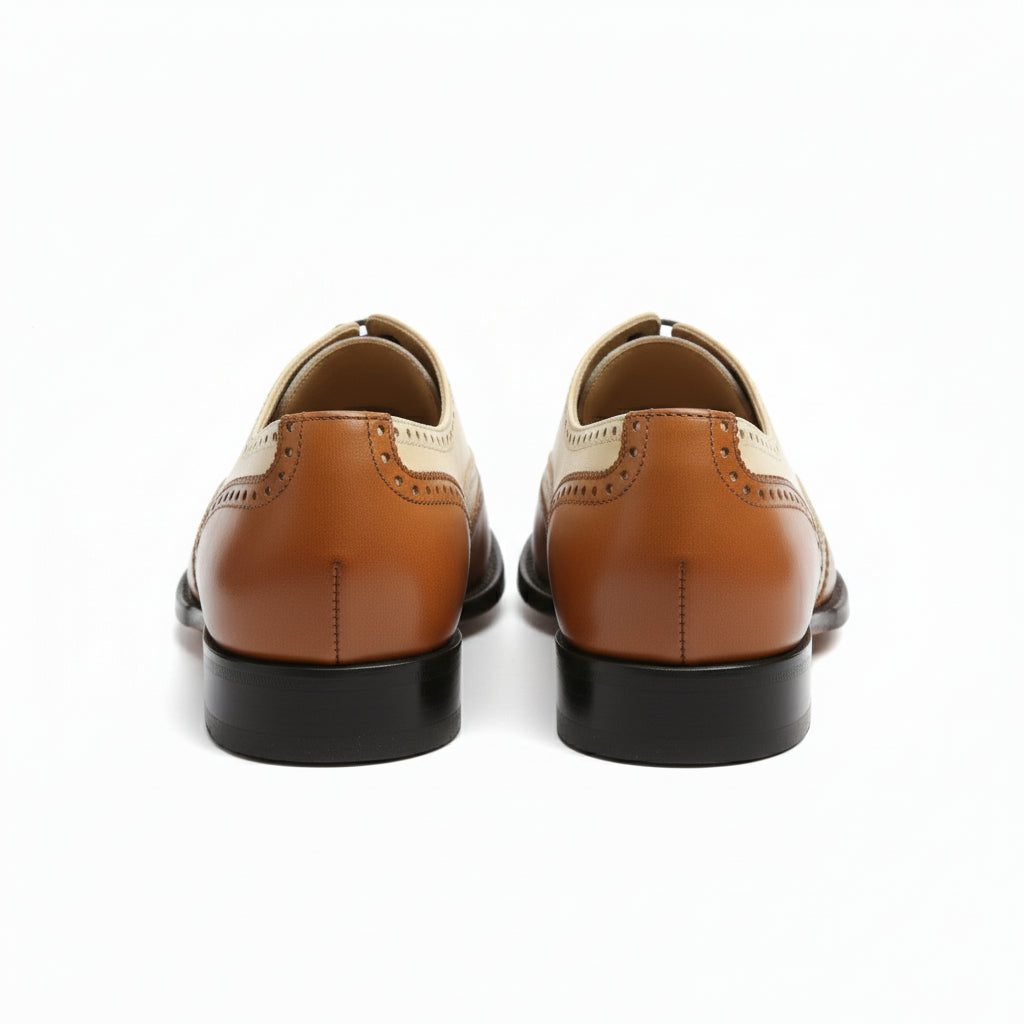 Men's Two-Tone Wingtip Brogue Leather Shoes - back-view