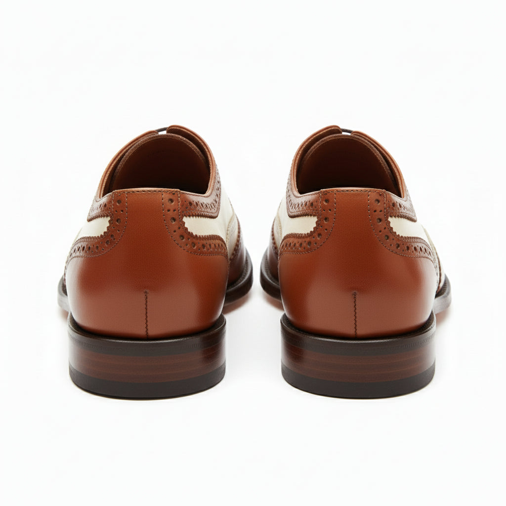 Men's Two-Tone Wingtip Brogue Leather Shoes - back-view