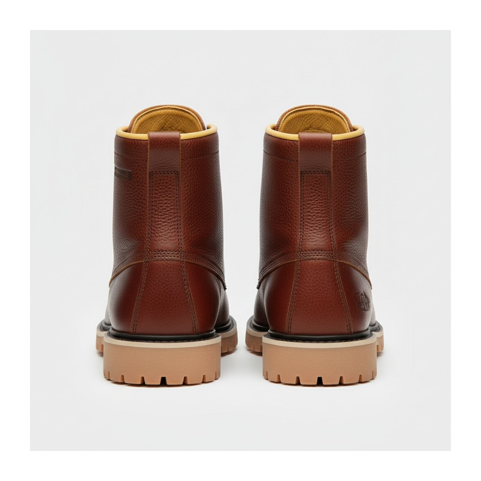 back-view - Men's Walnut Leather Biker Boots