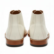 Men's White Leather Chukka Boots with Square Toe - back-view