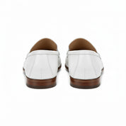 back-view - Men's White Leather Moccasin Loafers