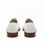 back-view - Men's White Leather Oxford Dress Shoes