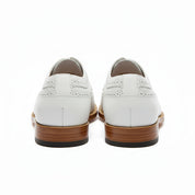Men's White Leather Wingtip Brogue Dress Shoes - back-view