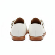 back-view - Men's White Monk Strap Leather Dress Shoes