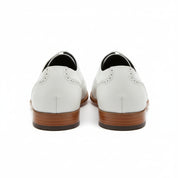 Men's White Wingtip Leather Party Shoes - back-view