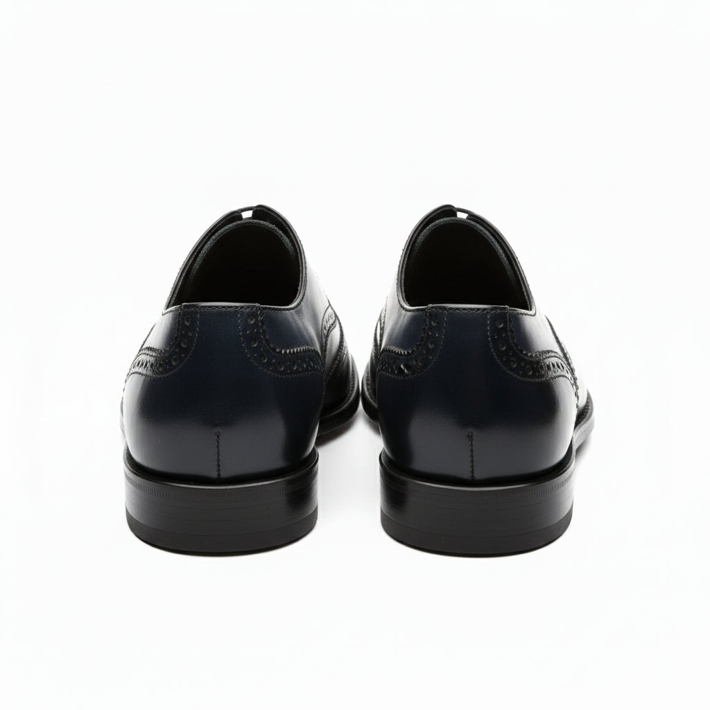 Men's Wing Tip Brogue Lace Up Leather Shoes - back-view