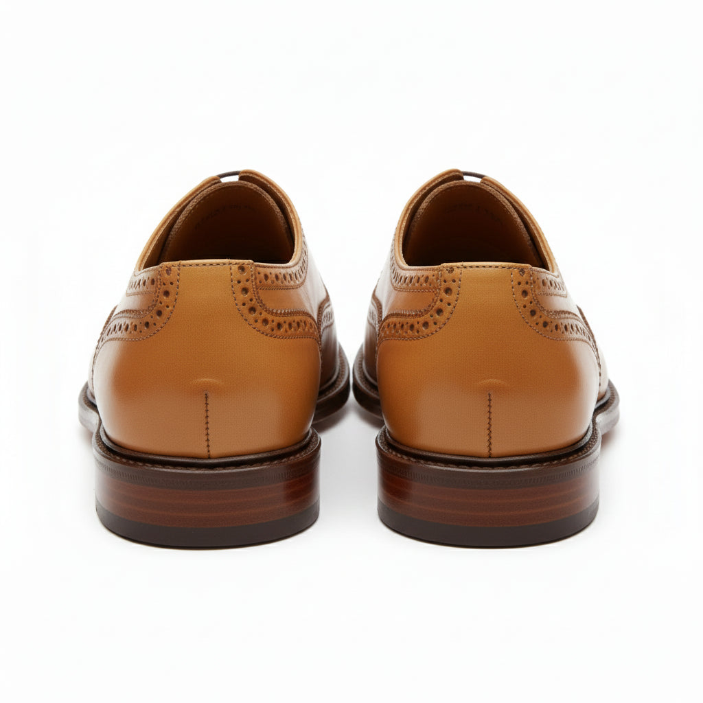 Men's Wingtip Brogue Leather Dress Shoes in Tan - back-view